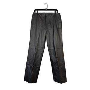 VTG Uniform John Paul Richard Black Leather Pants Straight Leg High Rise Size 12